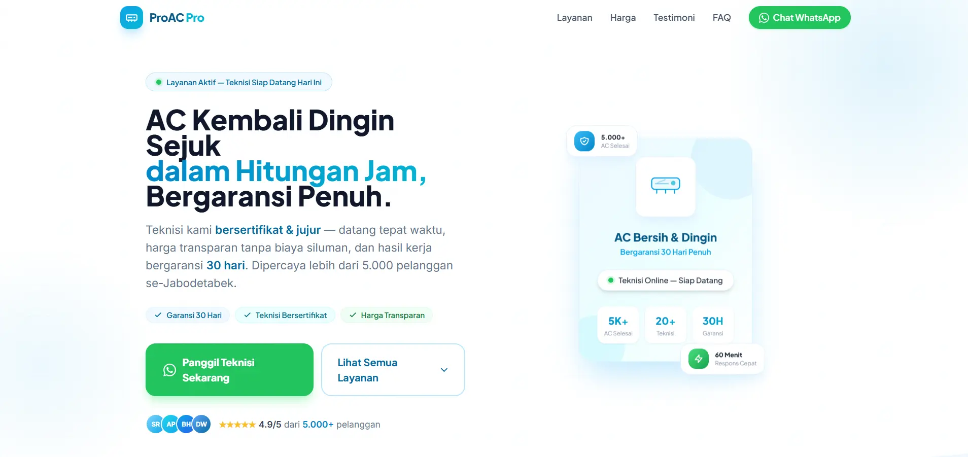 Landing Page Jasa Service AC Tangerang oleh FirKaizen Digital ID
