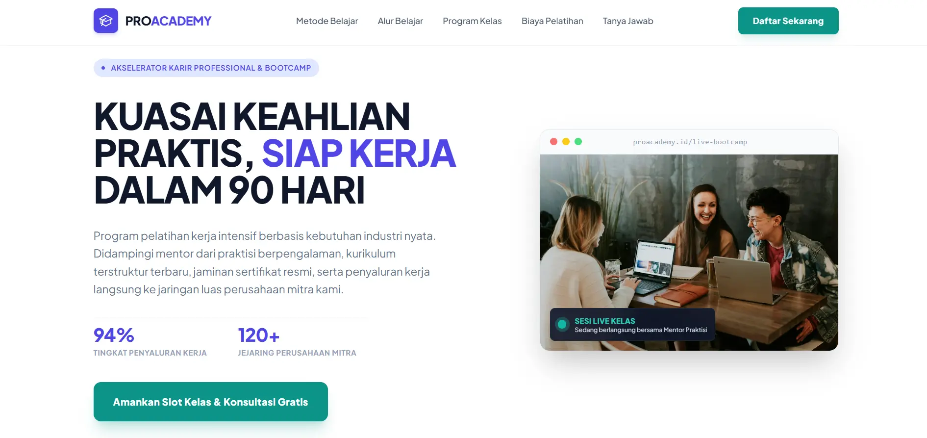 Landing Page Lembaga Kursus Tangerang oleh FirKaizen Digital ID